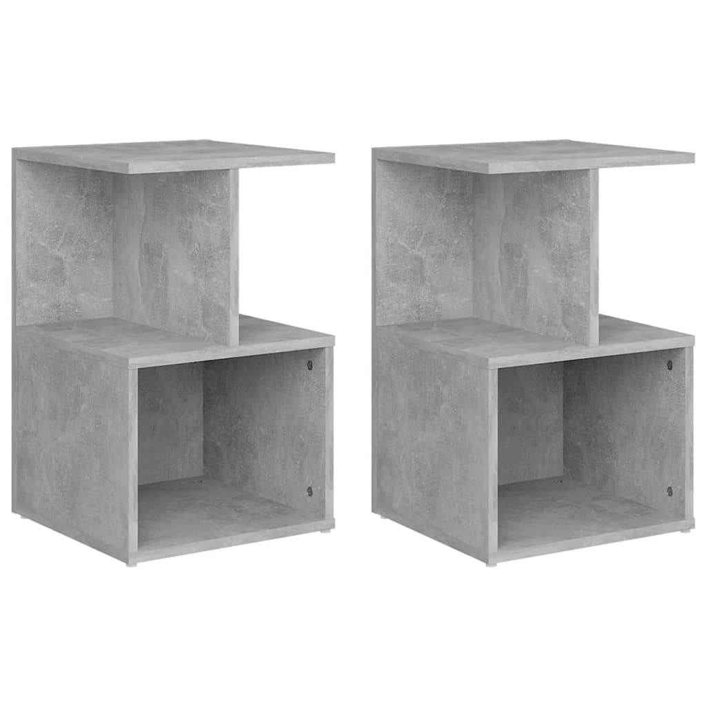 Concrete Grey Bedside Cabinets Set, Engineered Wood - 2 pcs, 35x35x55 cm
