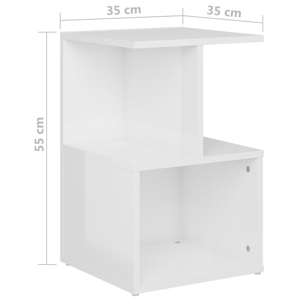 High Gloss White Bedside Cabinet 35x35x55 cm Engineered Wood