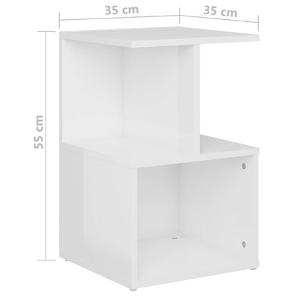 High Gloss White Bedside Cabinet 35x35x55 cm Engineered Wood