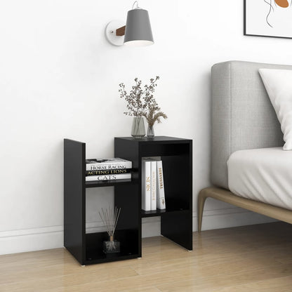 Black Engineered Wood Bedside Cabinet 50x30x51.5 cm