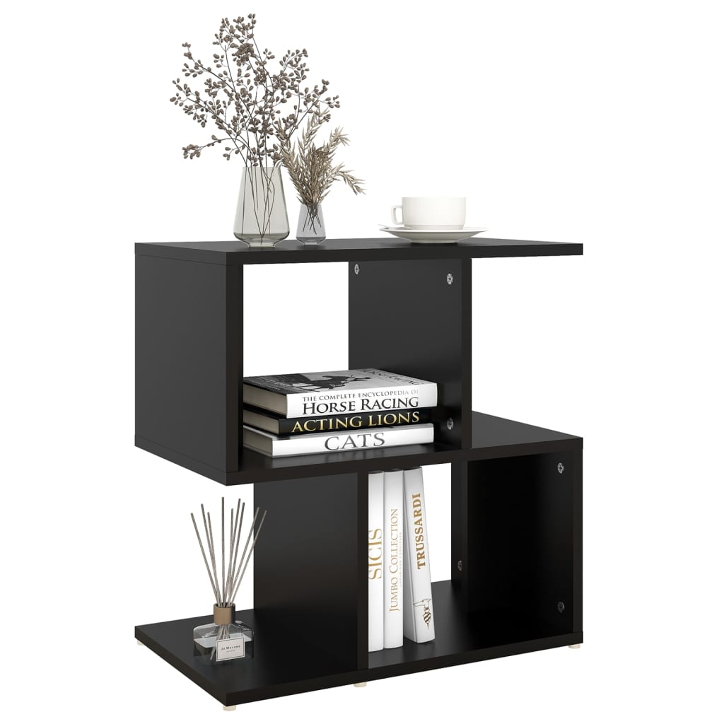 Black Engineered Wood Bedside Cabinet 50x30x51.5 cm