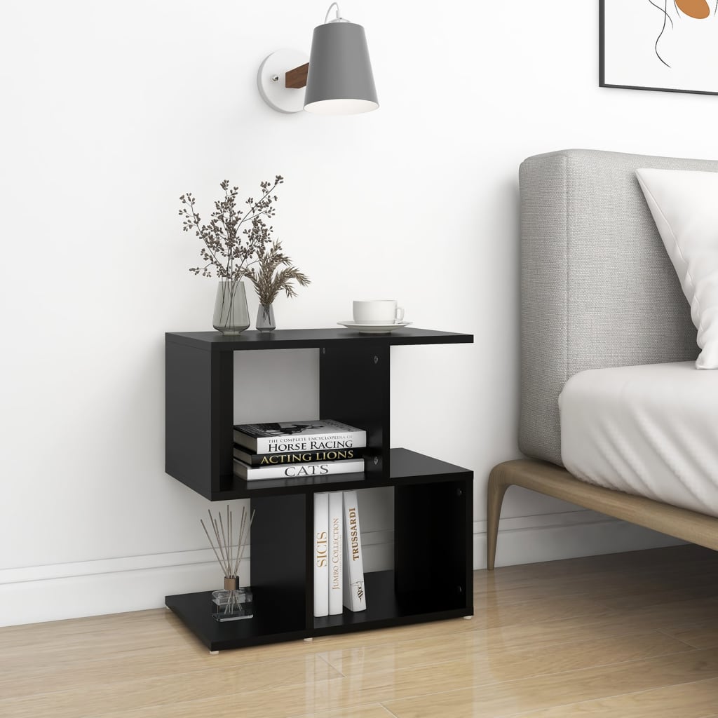Black Engineered Wood Bedside Cabinet 50x30x51.5 cm