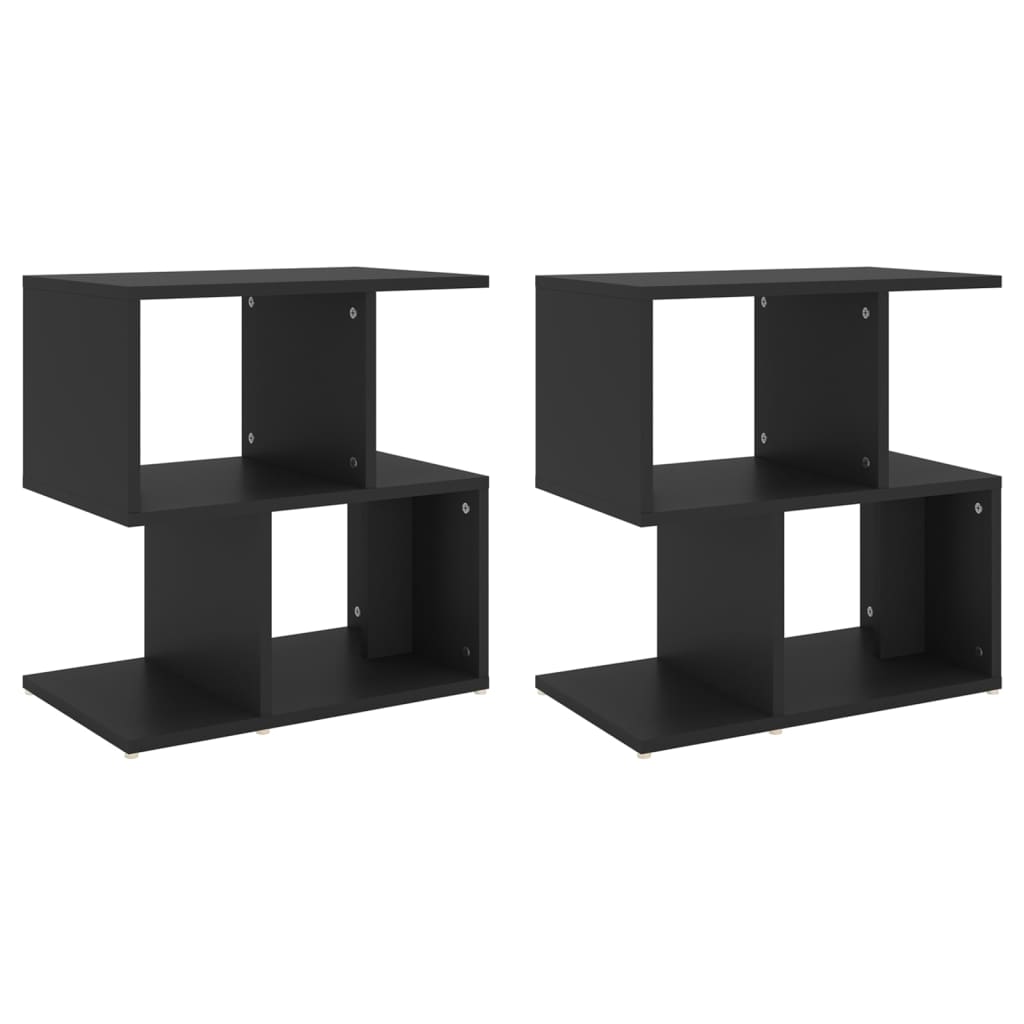 Set of 2 Black Engineered Wood Bedside Cabinets 50x30x51.5 cm