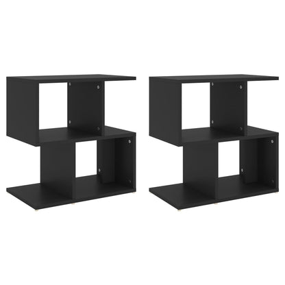Set of 2 Black Engineered Wood Bedside Cabinets 50x30x51.5 cm