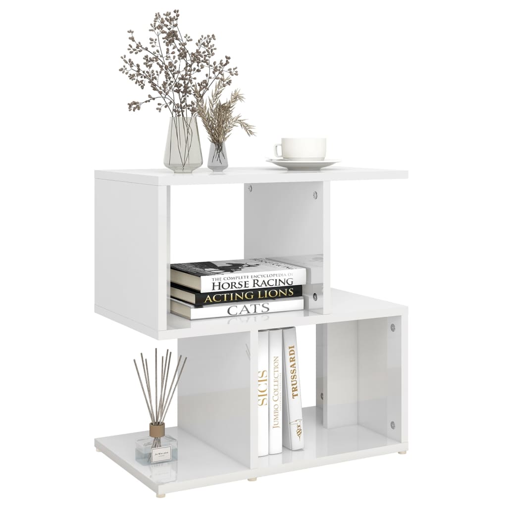 High Gloss White Bedside Cabinet, 50x30x51.5 cm, Engineered Wood