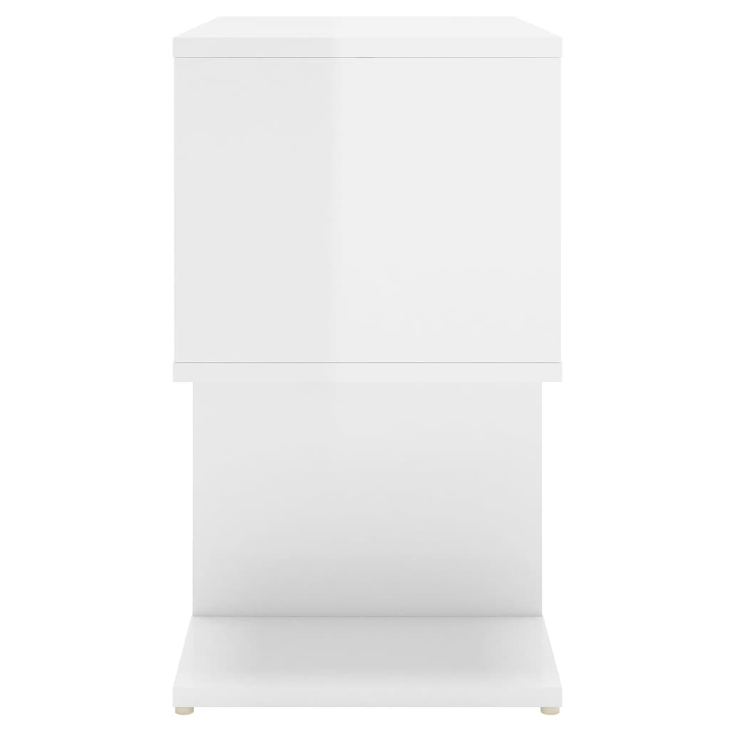 High Gloss White Bedside Cabinet, 50x30x51.5 cm, Engineered Wood
