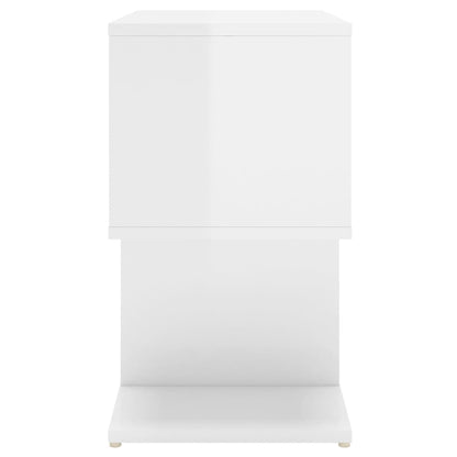 High Gloss White Bedside Cabinet, 50x30x51.5 cm, Engineered Wood