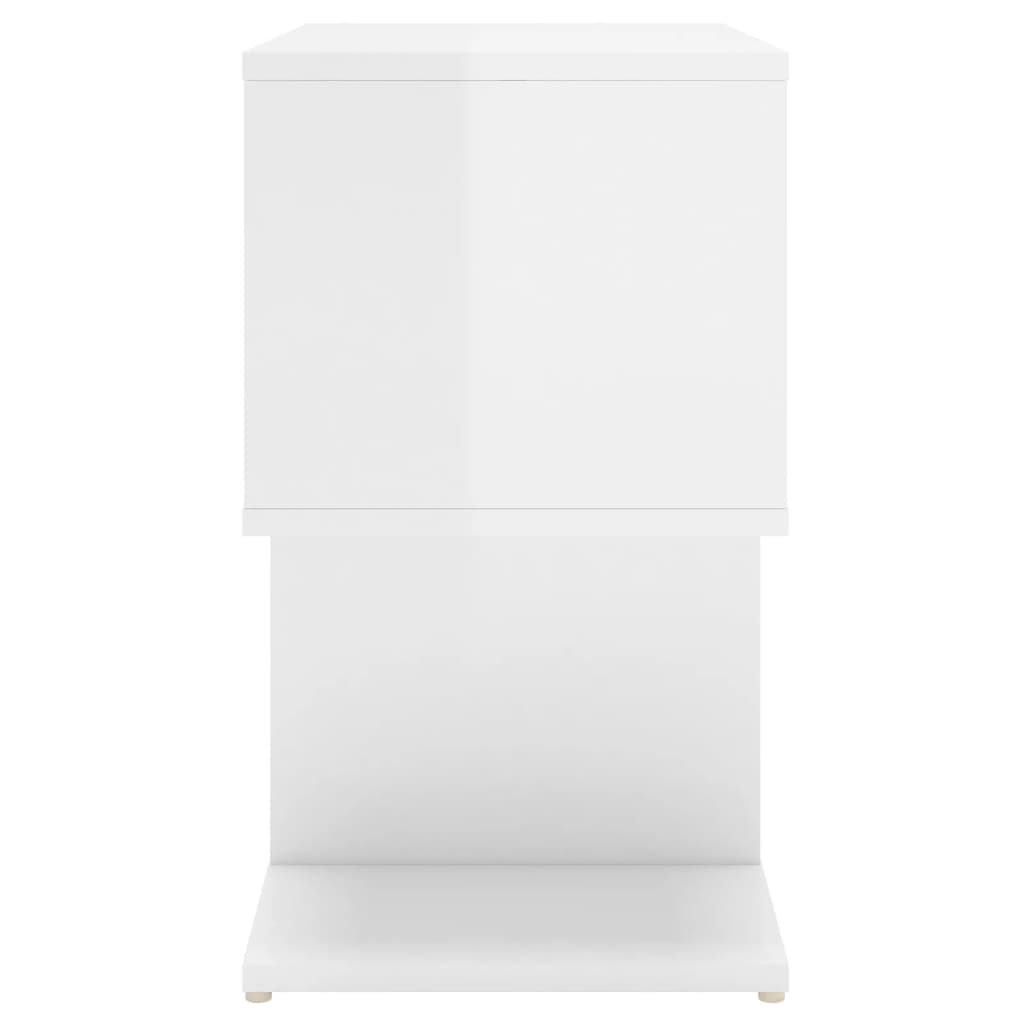 2 High Gloss White Bedside Cabinets - Engineered Wood 50x30x51.5 cm