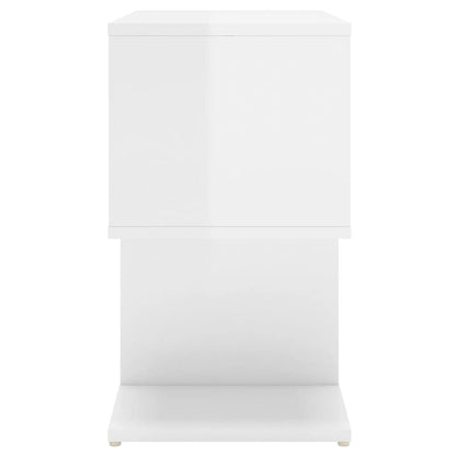 2 High Gloss White Bedside Cabinets - Engineered Wood 50x30x51.5 cm