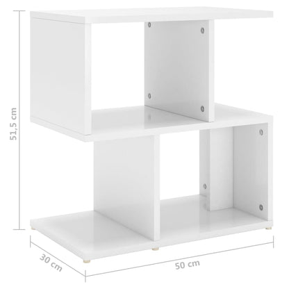 2 High Gloss White Bedside Cabinets - Engineered Wood 50x30x51.5 cm