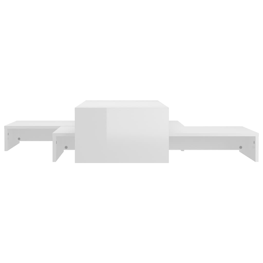 Nesting Coffee Table Set High Gloss White 100x100x26.5 cm