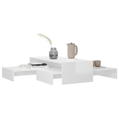 Nesting Coffee Table Set High Gloss White 100x100x26.5 cm