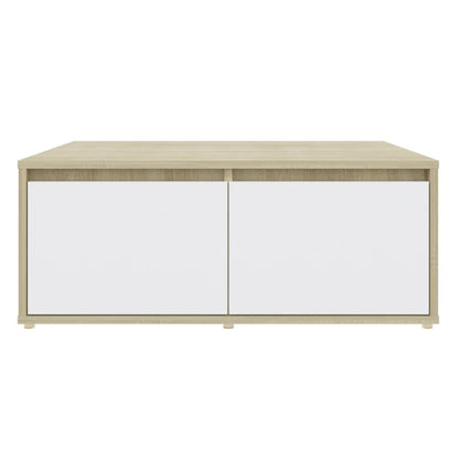 Coffee Table White and Sonoma Oak 80x80x31 cm Engineered Wood