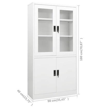 Office Cabinet White 90x40x180 cm Steel