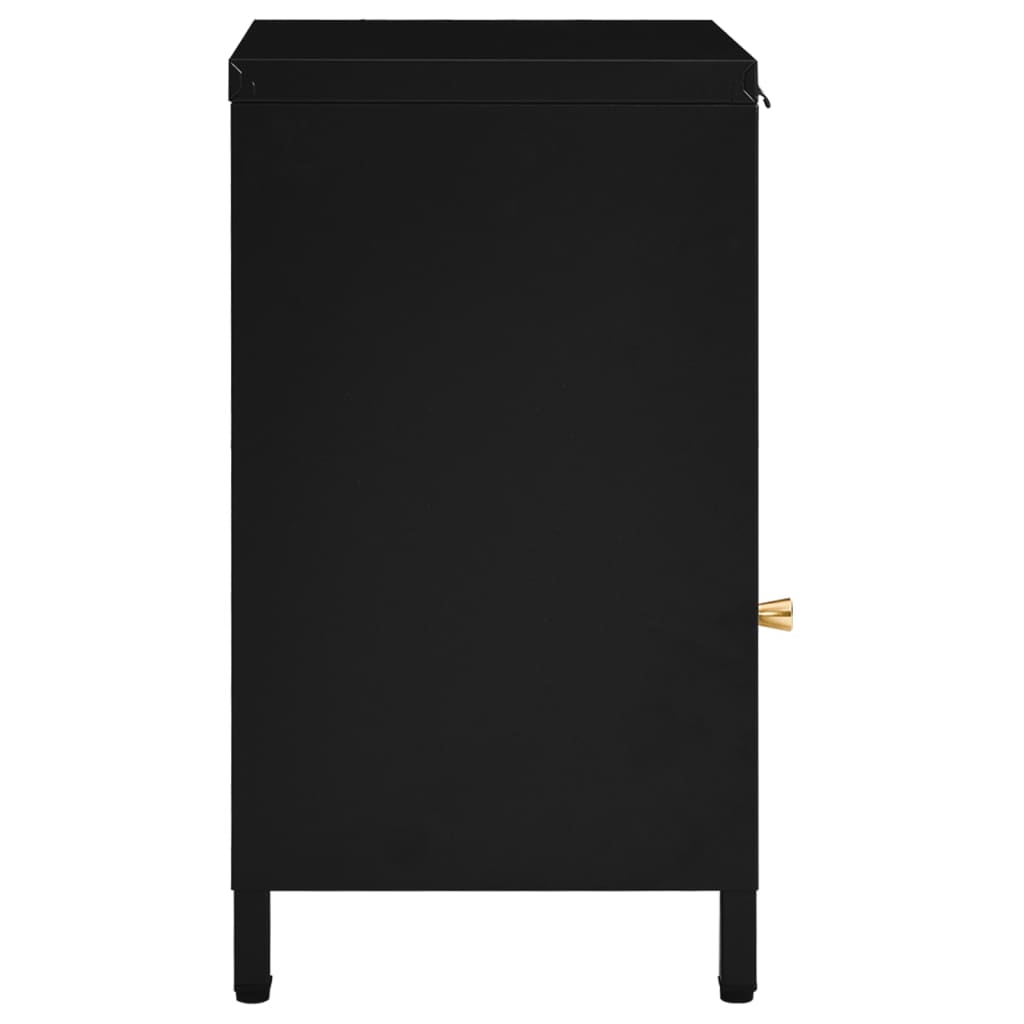 Sleek Black Steel & Glass Nightstand - 40x30x54.5 cm