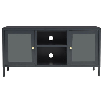 TV Cabinet Anthracite 105x35x52 cm Steel and Glass