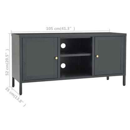TV Cabinet Anthracite 105x35x52 cm Steel and Glass