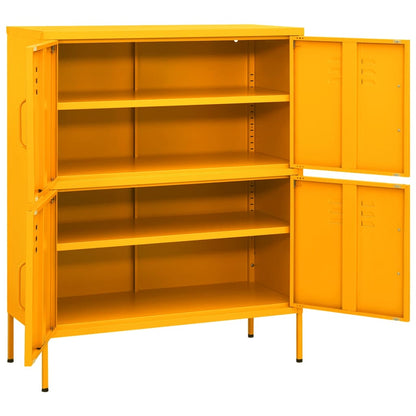 Mustard Yellow Steel Storage Cabinet 80x35x101.5 cm