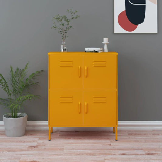 Mustard Yellow Steel Storage Cabinet 80x35x101.5 cm