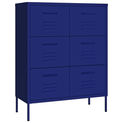 Navy Blue Steel Drawer Cabinet - 80x35x101.5 cm