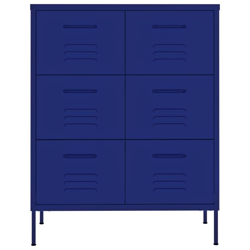 Navy Blue Steel Drawer Cabinet - 80x35x101.5 cm