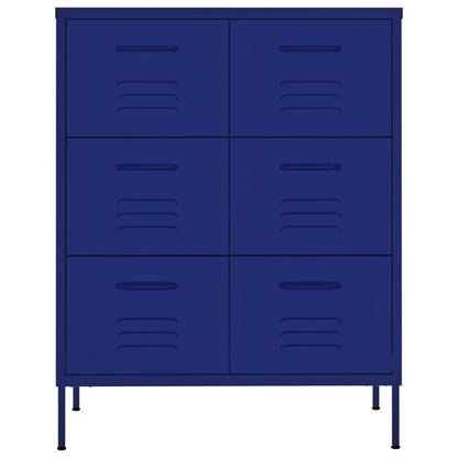 Navy Blue Steel Drawer Cabinet - 80x35x101.5 cm