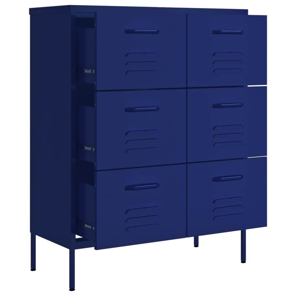 Navy Blue Steel Drawer Cabinet - 80x35x101.5 cm