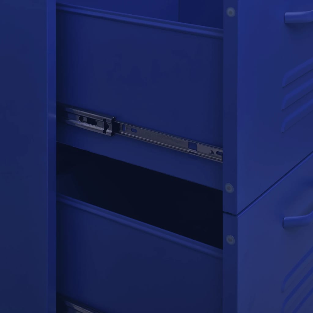 Navy Blue Steel Drawer Cabinet - 80x35x101.5 cm