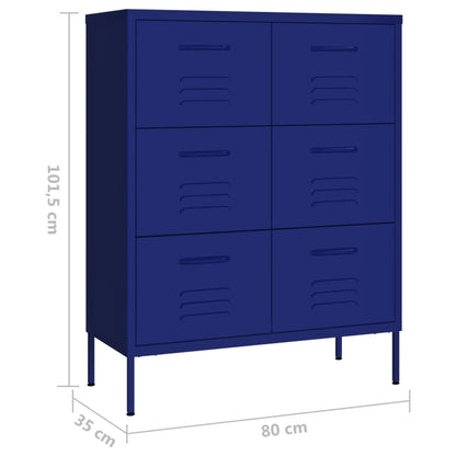 Navy Blue Steel Drawer Cabinet - 80x35x101.5 cm