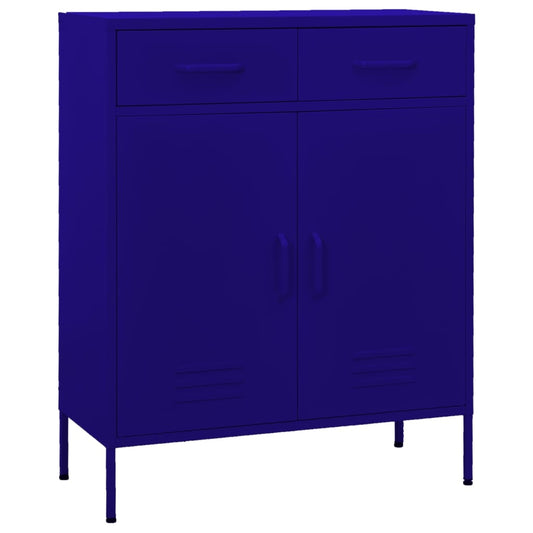 Navy Blue Steel Storage Cabinet 80x35x101.5 cm - Sleek & Durable