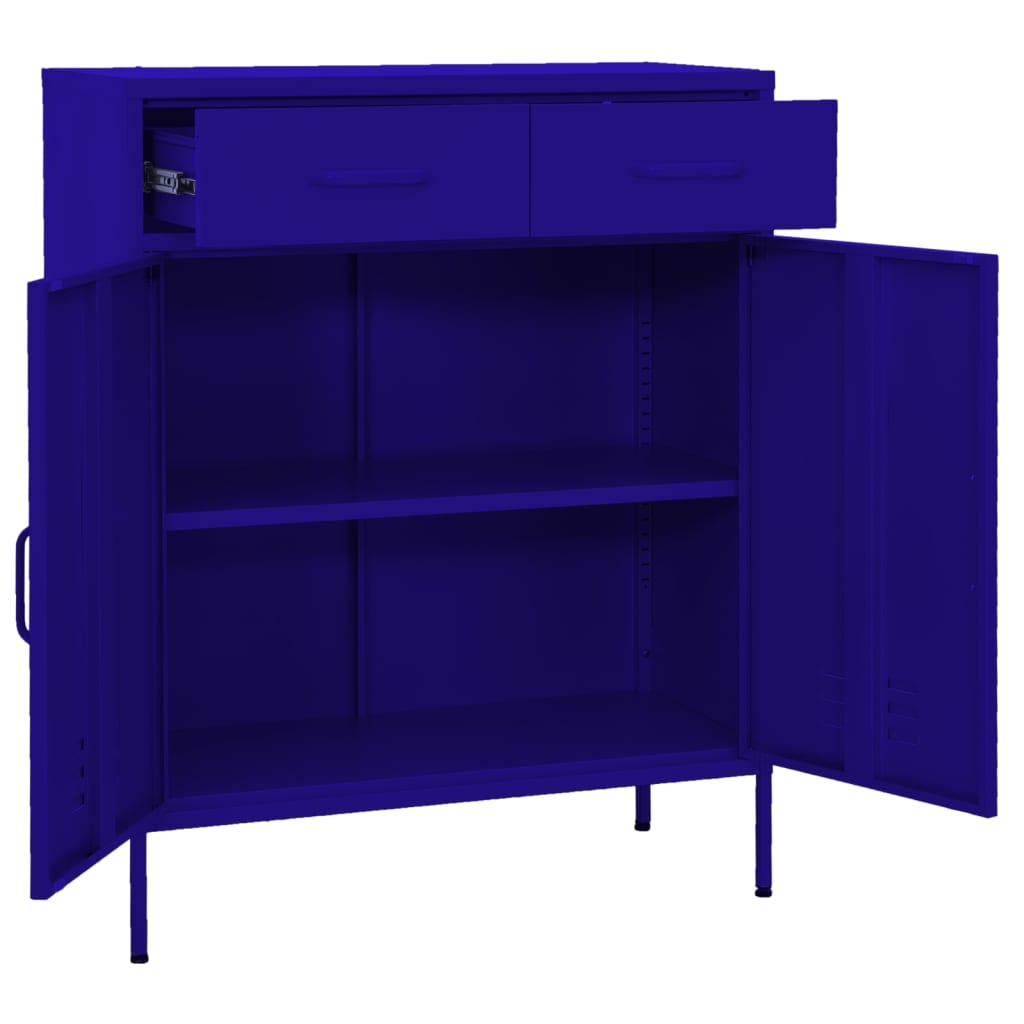 Navy Blue Steel Storage Cabinet 80x35x101.5 cm - Sleek & Durable