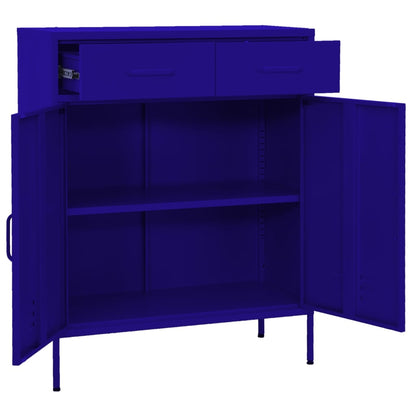 Navy Blue Steel Storage Cabinet 80x35x101.5 cm - Sleek & Durable