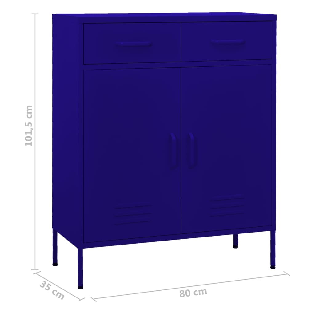 Navy Blue Steel Storage Cabinet 80x35x101.5 cm - Sleek & Durable
