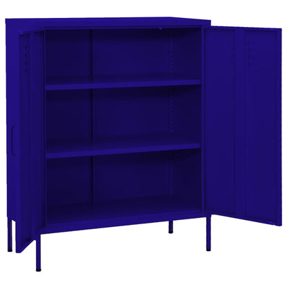 Navy Blue Steel Storage Cabinet 80x35x101.5 cm - Sleek & Durable