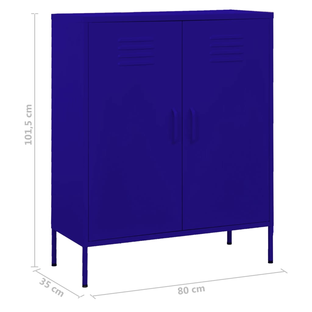 Navy Blue Steel Storage Cabinet 80x35x101.5 cm - Sleek & Durable