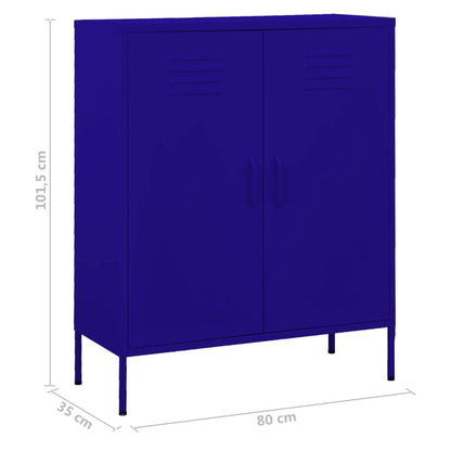 Navy Blue Steel Storage Cabinet 80x35x101.5 cm - Sleek & Durable