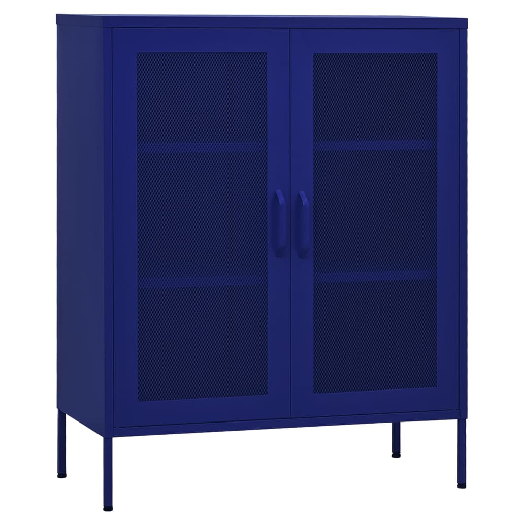 Navy Blue Steel Storage Cabinet 80x35x101.5 cm