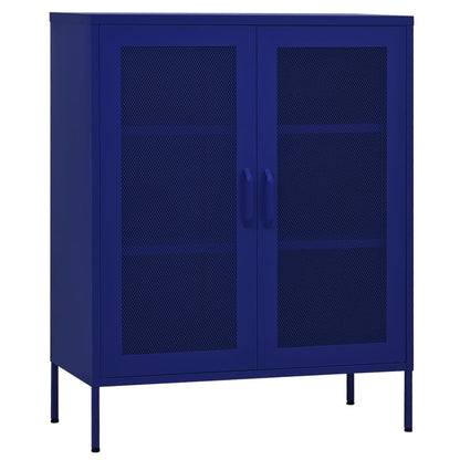 Navy Blue Steel Storage Cabinet 80x35x101.5 cm