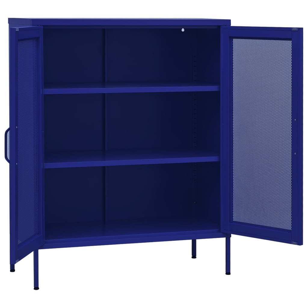 Navy Blue Steel Storage Cabinet 80x35x101.5 cm