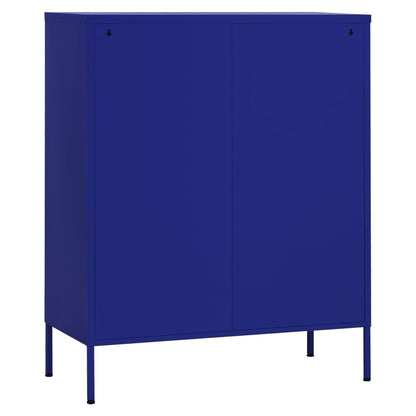 Navy Blue Steel Storage Cabinet 80x35x101.5 cm