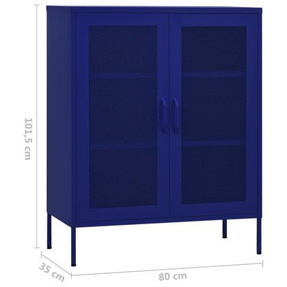 Navy Blue Steel Storage Cabinet 80x35x101.5 cm