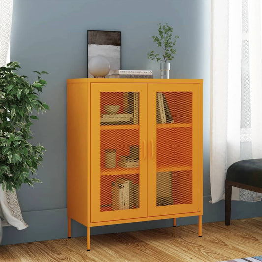 Mustard Yellow Steel Storage Cabinet 80x35x101.5 cm