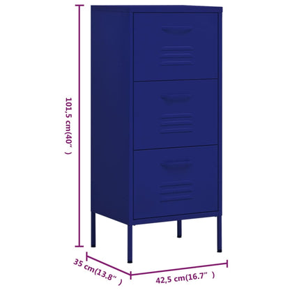 Navy Blue Steel Storage Cabinet 42.5x35x101.5 cm - Stylish & Durable