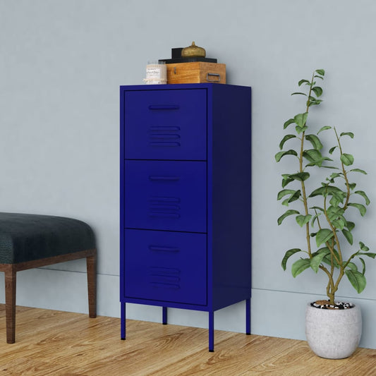 Navy Blue Steel Storage Cabinet 42.5x35x101.5 cm - Stylish & Durable