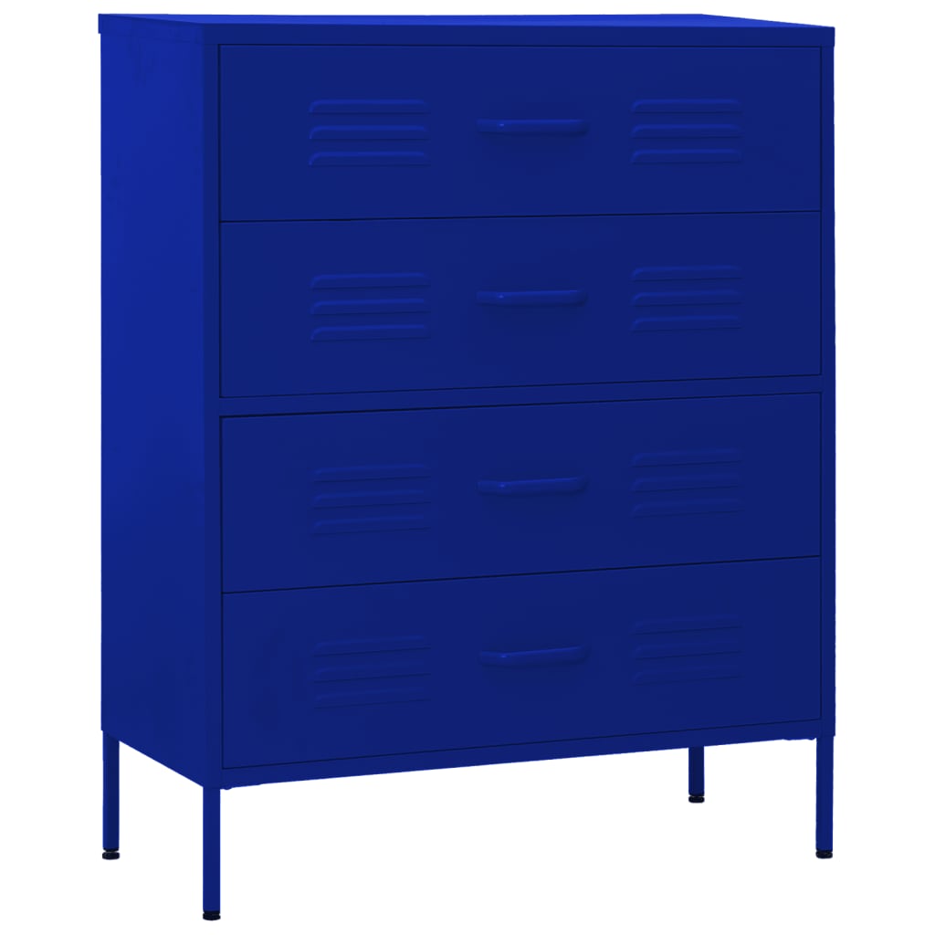 Navy Blue Steel Chest of Drawers 80x35x101.5 cm - Stylish Storage Solution