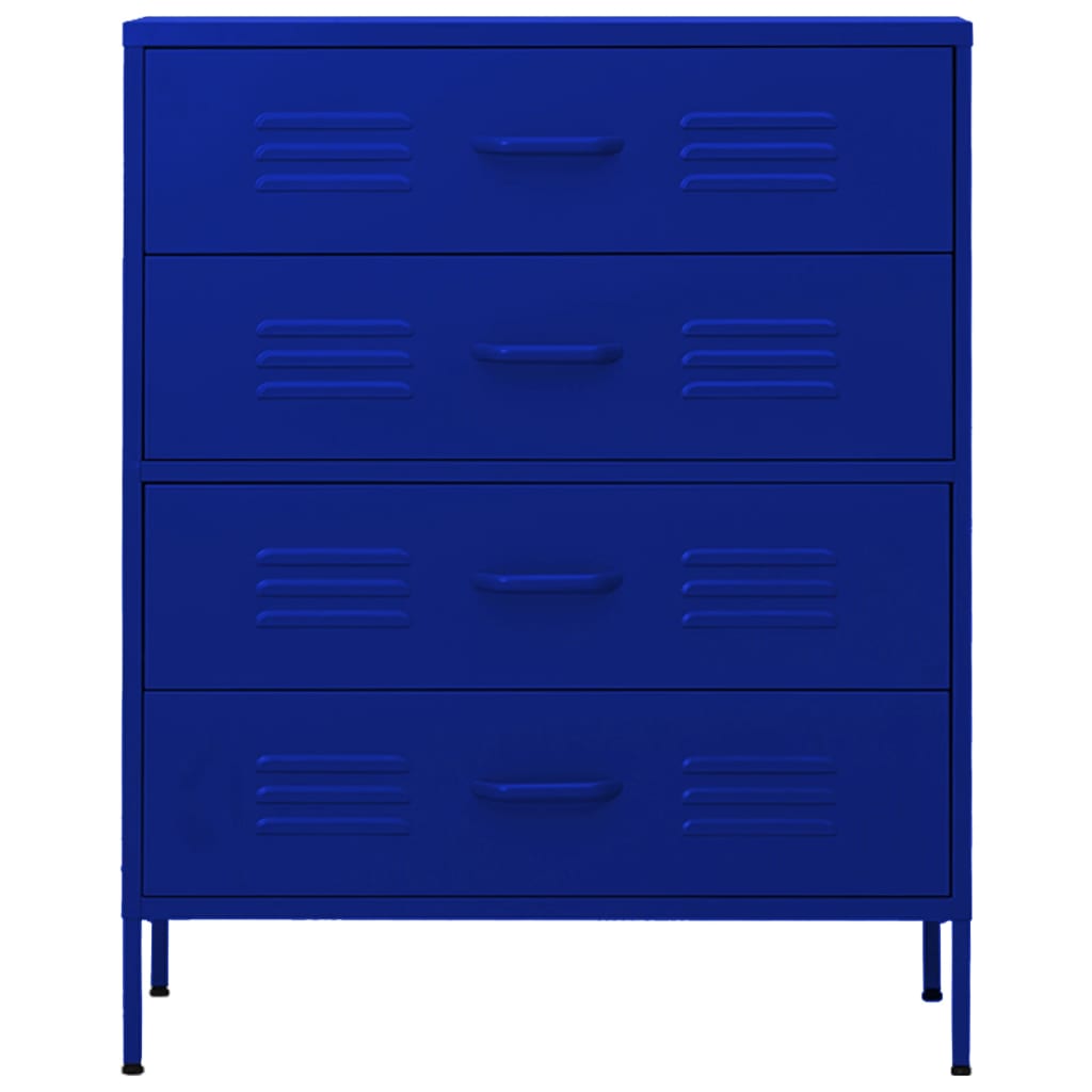 Navy Blue Steel Chest of Drawers 80x35x101.5 cm - Stylish Storage Solution