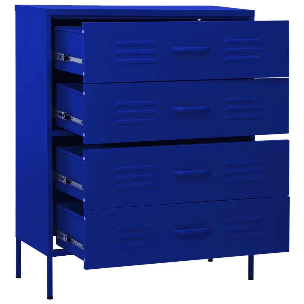 Navy Blue Steel Chest of Drawers 80x35x101.5 cm - Stylish Storage Solution