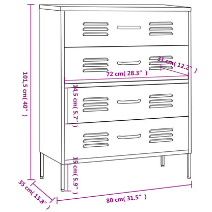 Navy Blue Steel Chest of Drawers 80x35x101.5 cm - Stylish Storage Solution