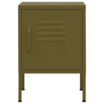 Olive Green Steel Nightstand - 35x35x51 cm Modern Design