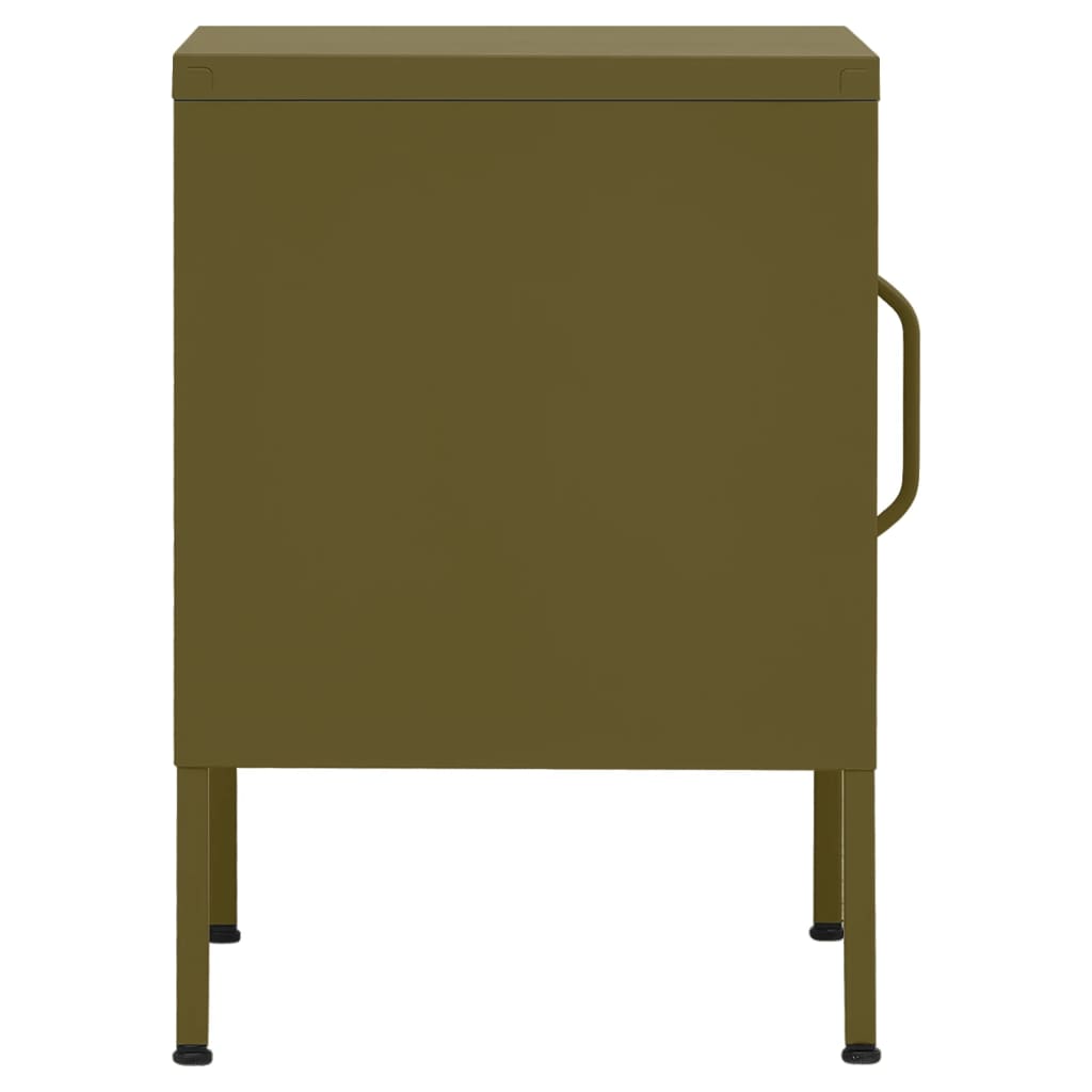 Olive Green Steel Nightstand - 35x35x51 cm Modern Design